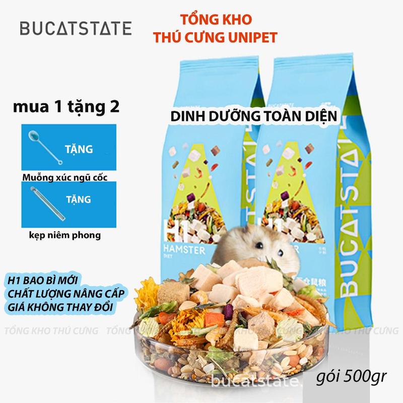  H1 thức ăn chuột hamster hãng BUCATSTATE 500g 36 thành phần chọn lọc công thức dinh dưỡng toàn diện dưỡng chất cần thiết trong một bữa ăn Đồ ăn hamster nhỏ lớn bầu mang thai dễ dàng tiêu hóa và hấp thụ giúp cho quá trình trao đổi chất hiệu quả hơn 