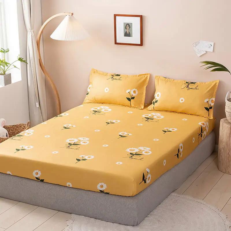 Product Introduction of Mattress Cover With Elastic Band Soft Printed Solid Polyester Fitted Sheet NO Pillowcase Pad Protector Linen Double Queen Size 27