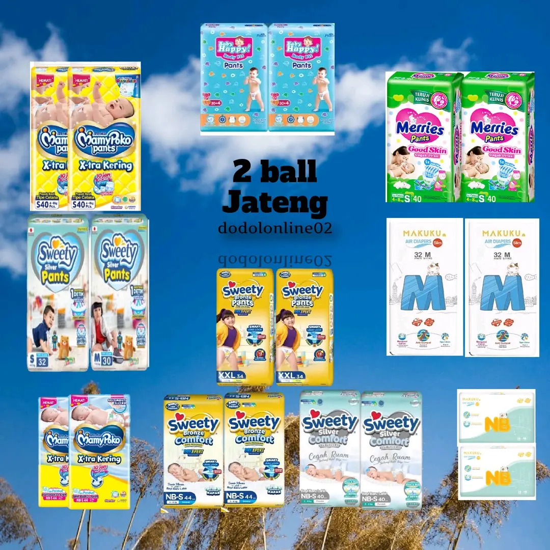 [TWINPACK] JATENG POPOK 2 BALL / mamypoko / makuku /sweety bronze / sweetysilver / merries /babyhappy / happynappy Bayi