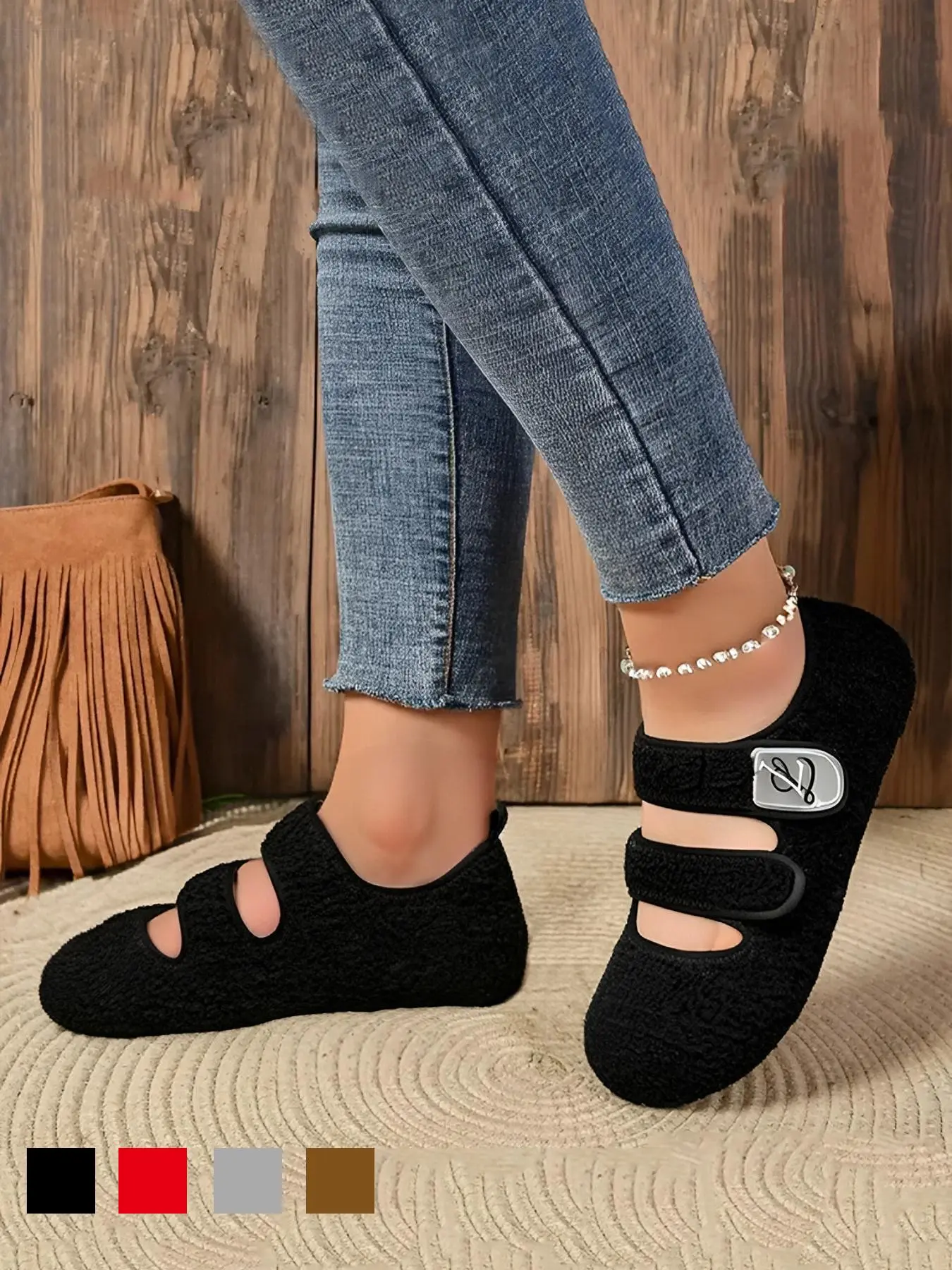 Women's Solid Color Slippers with Rubber Sole, Soft Lightweight House Slipper Socks, Non Slip Indoor/Outdoor Slippers for Women