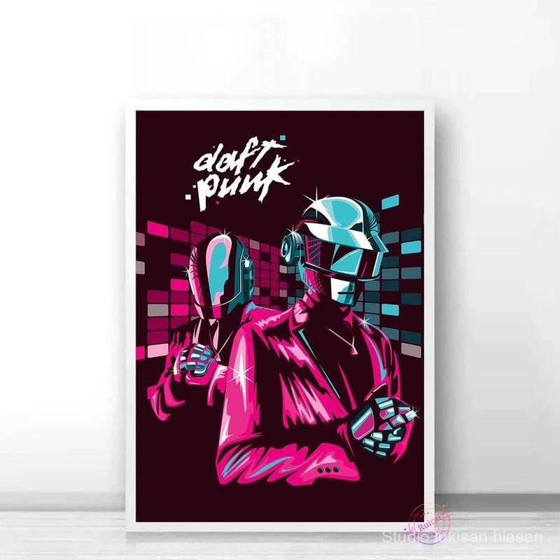 Product Introduction of Poster Daft Punk, Ban Nhạc Sản Xuất Âm Nhạc DJ Kiểu Pháp, Phong Cách Hip Hop, Tranh Vải Bố, Tranh Nghệ Thuật Treo Tường, In Ảnh, Trang Trí Quán Bar Phòng Gia Đình Hiện Đại Decor Tường Treo Phòng 3
