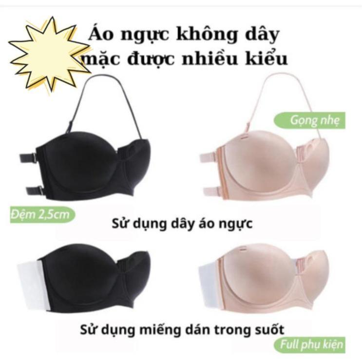 Áo Nữ không dây Chống Tụt siêu ngực 666 Women Kem oner lót suốt trong nâng thuật quây loire Bra Nhung Đen tạo aolottan hinh