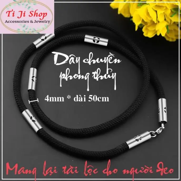 dây chuyền dù đen cao cấp bọc khoanh inox hình kim tiền đem lại sự may mắn Voan Hat
