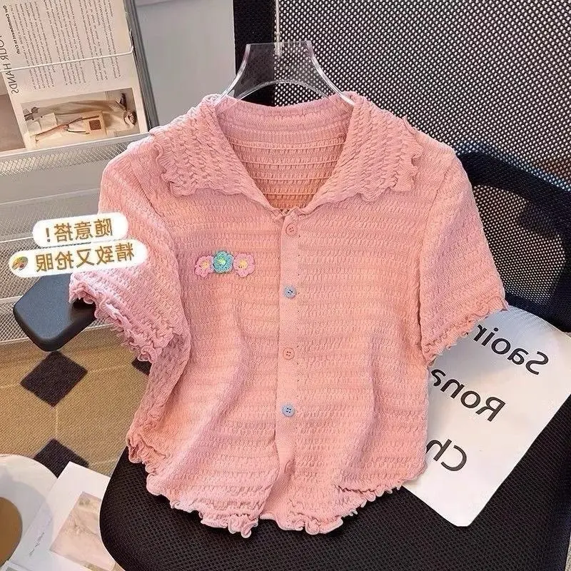 Áo Kiểu Len Nữ Đính Hoa Cổ Bẻ. Hàng Quảng Châu nữ cao cấp hot 2025. Size Dưới 55 Kí Vừa. Co Giãn Tốt 2