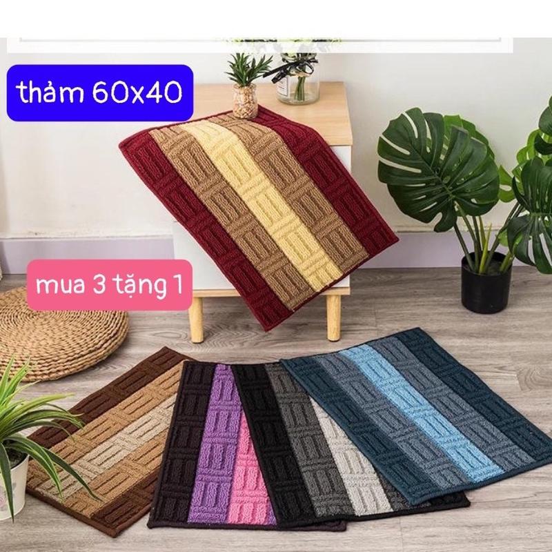(mua 3 tặng 1)combo 4 thảm 60x40 hoạ tiết cổ điển lau chân, chống trơn trượt, gai dầy cao cấp( giao đủ màu) hoặc ghi chú để chọn màu