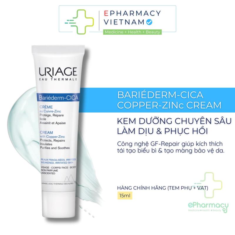 Kem dưỡng ẩm phục hồi da URIAGE Bariéderm Cica Creme 15ml