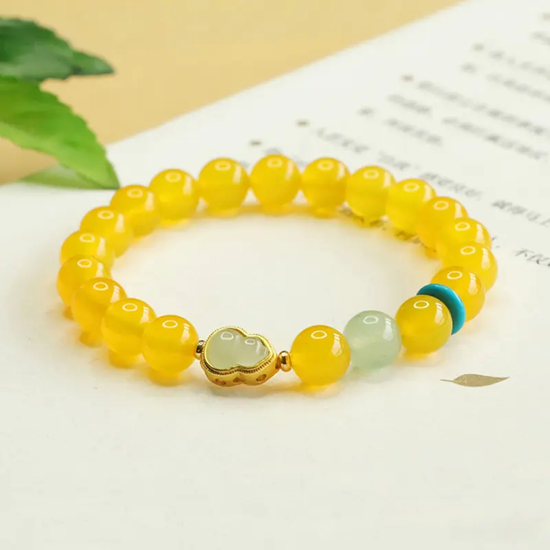 Fate between you and me  Natural topaz bracelet Dongling jade agate bracelet national tide men's and women's bracelet