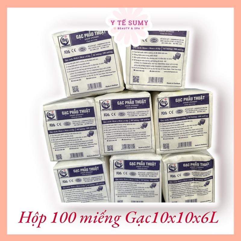 Gạc Đắp Mặt Nạ An Lành 10cmx10cmx 6 Lớp . Hộp 100 miếng