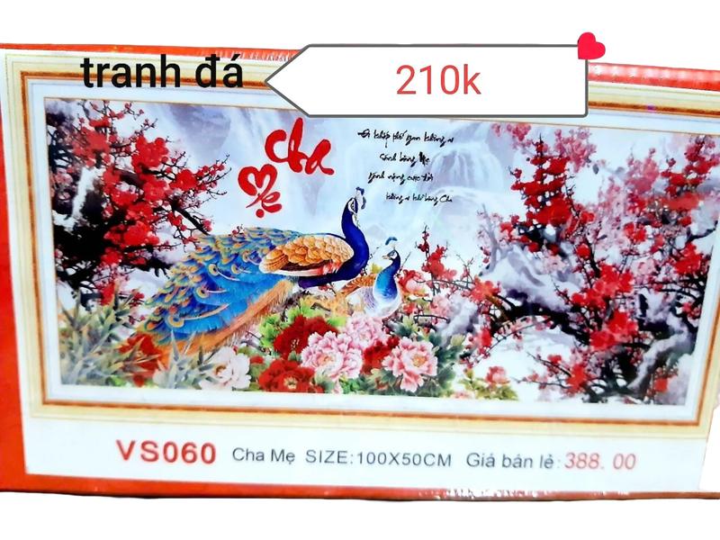 tranh Đính Đá . tranh thêu chữ thập cha mẹ cành đào. kích thước . .Handmade Làm Đồ Handmade Diy Thêu Chữ