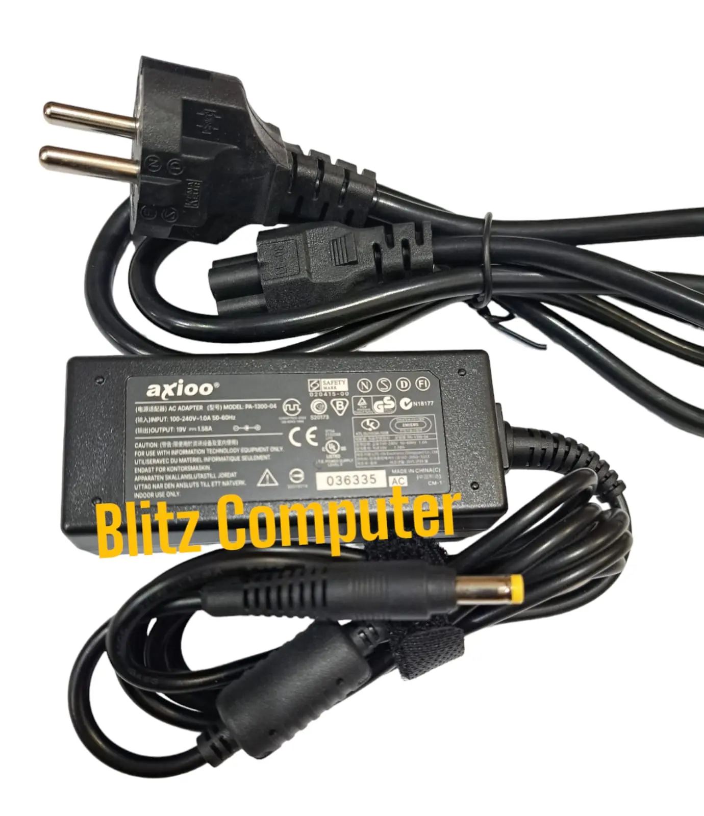Adaptor charger casan axioo PICO PJM CJM CJW ZYREX PJM M1100 W217CU 19V 1.58A Hitam Kabel Computer
