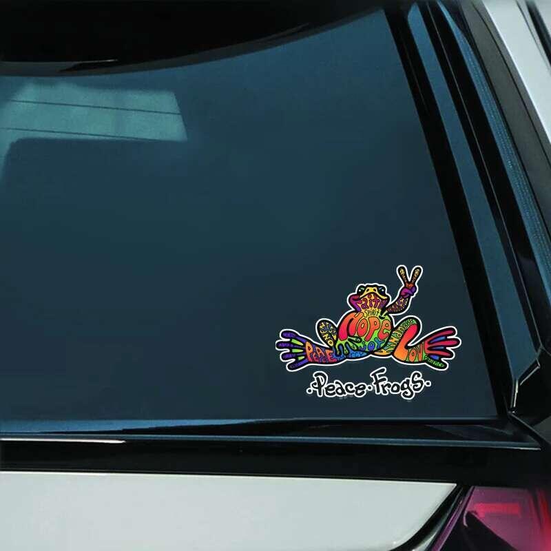 Product Introduction of 20*15cm Show The World Your Hope For Peace With This Colorful Frog Car Sticker 16