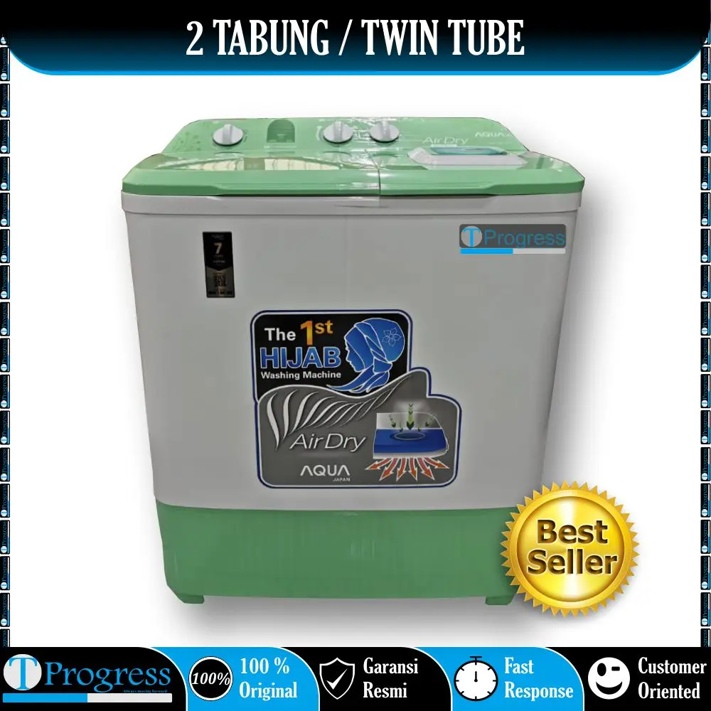 MESIN CUCI 2 TABUNG AQUA 7KG QW-761XT / 8KG QW-861XT / 9KG QW-961XT HIJAB