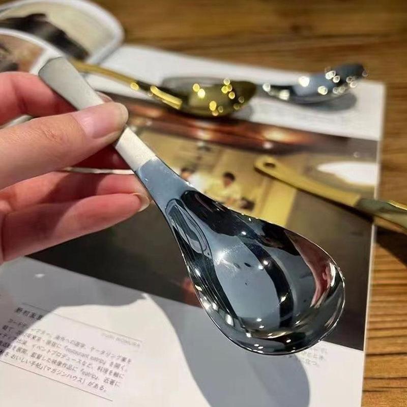 Product Introduction of New Korean Stainless Steel Thickening Spoon Creative Long Handle Hotel Hot Pot Spoon Soup Ladle Home Kitchen Essential Tools 8