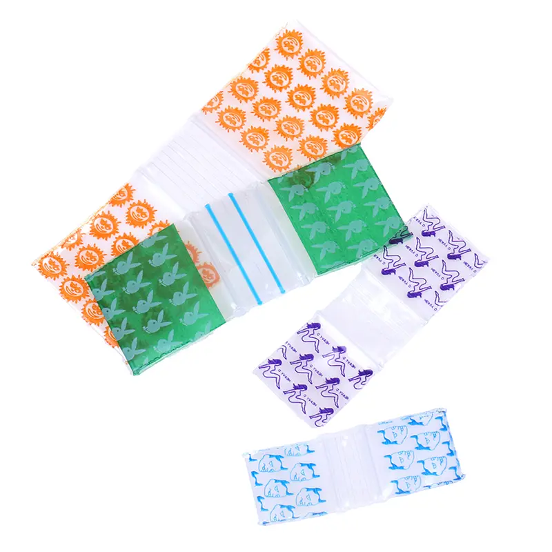 Túi ziplock Nhỏ, 1.6 * 2 / 1.8 * 2.5 / 2.5 * 3 / 3 * 4Cm, 100 Cái / túi, Khối Phong Cách Ngẫu Nhiên