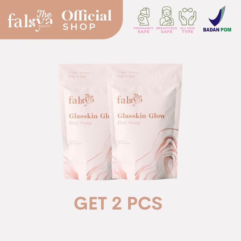 (GET 2 PCS) Sabun Glasskin Glow Bar Soap by The Falsya Beauty Pencerah Membersihkan Memudarkan Kotoran Kulit Hitam dan Kusam Perawatan Mencerahkan Punggung Tangan 0