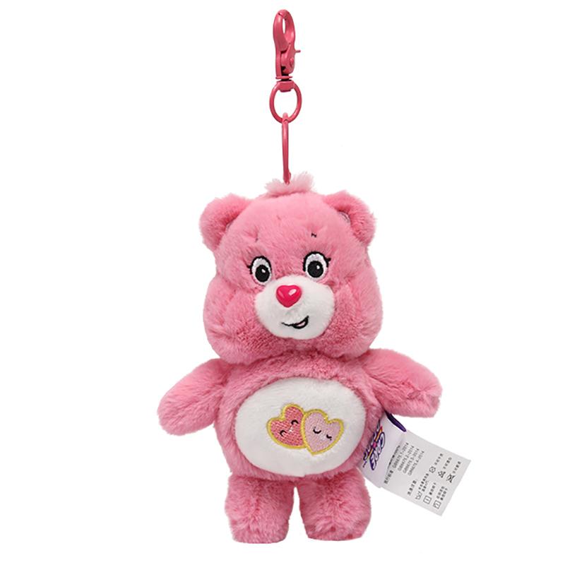 Product Introduction of 14cm Kawaii Carebears Anime Hobby Rainbown Bear Plush Pendant With Sound Keychain Bag Pendant Dolls Christmas Birthday Gifts 14