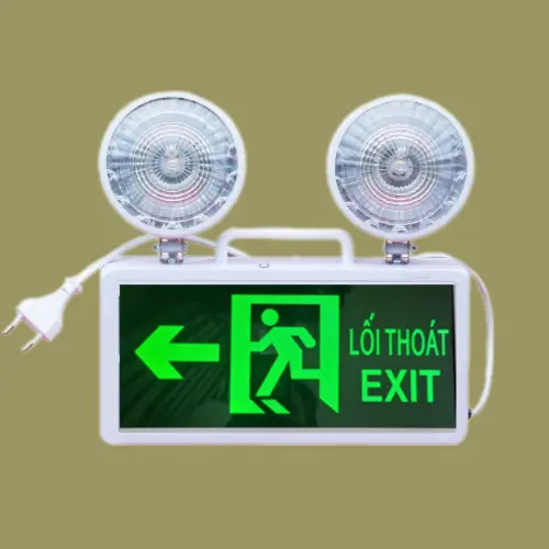đèn báo lối thoát exit thoát hiểm kèm 2 bóng đèn led tự sáng khi cúp điện 0