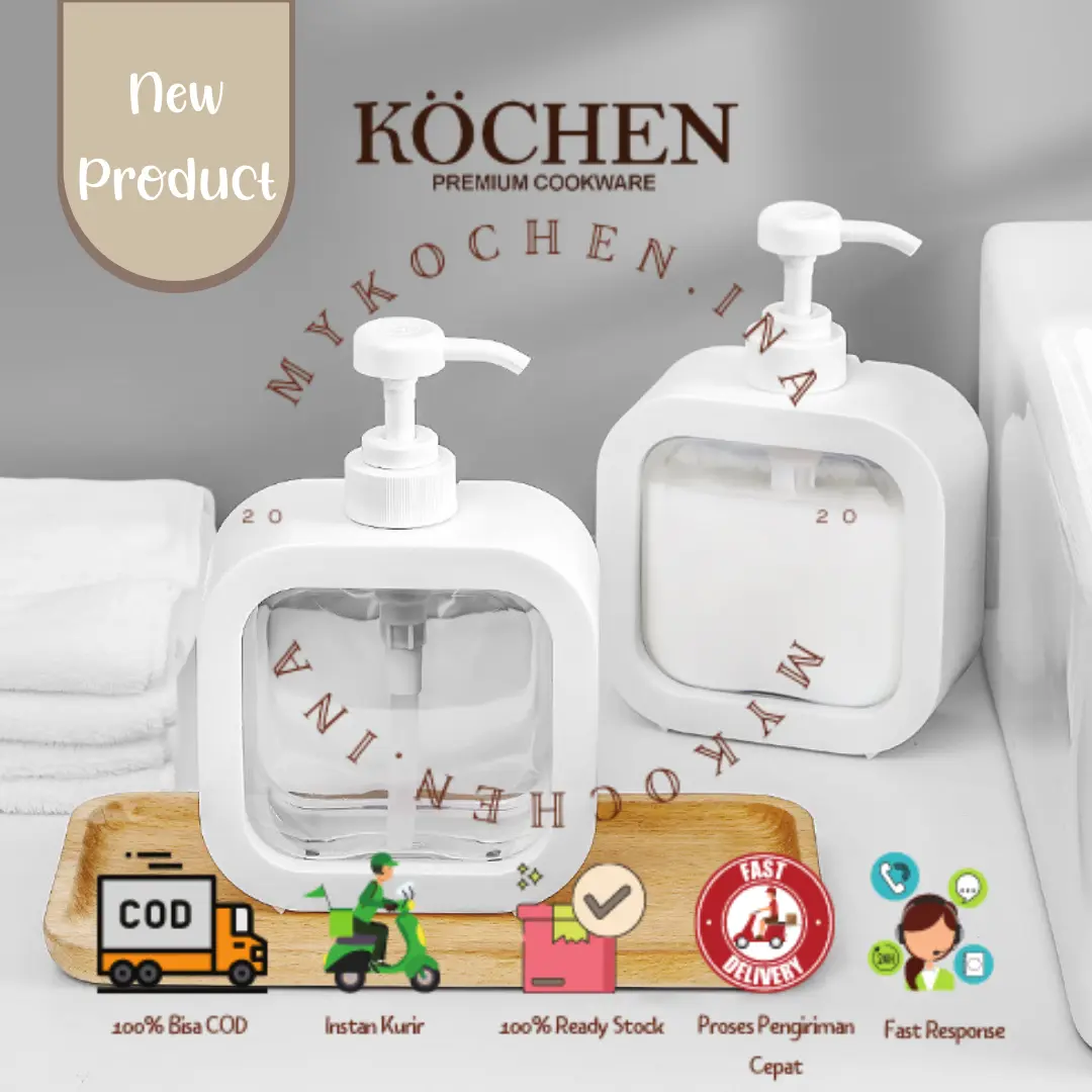 Dispenser Tempat Sabun Cair 500ml Botol Sabun Pump Refill Soap Dispenser Korea Aesthetic Putih FREE STICKER Minimalis Estetik Gaya Korea plastik bunga Pembersih