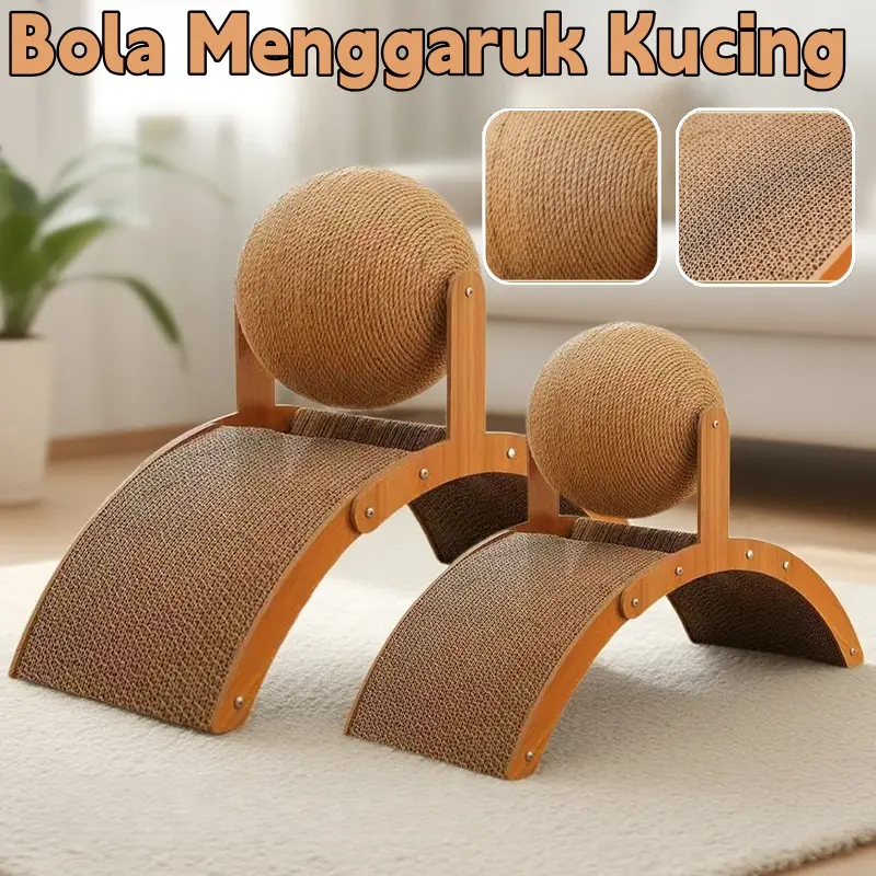 Mainan Garukan Cakaran Bola Putar Cat Scratcher Papan Garukan Ball Kucing Scratching Ball Cat /2 IN 1 Papan Cakar Kucing Bola Berputar Cat Scratcher Mainan Garukan Kucing Bola Pengasah Cakar Kucing Papan Bola