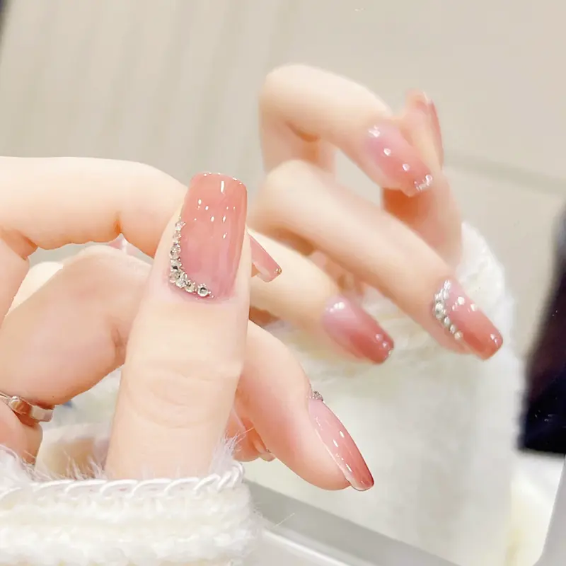 COD Kuku Palsu nail art aesthetic dan lem wisuda 24pcs tangan Alcohol Fragrance Free High Gloss Long-lasting Waterproof Pendatang baru Polish 3