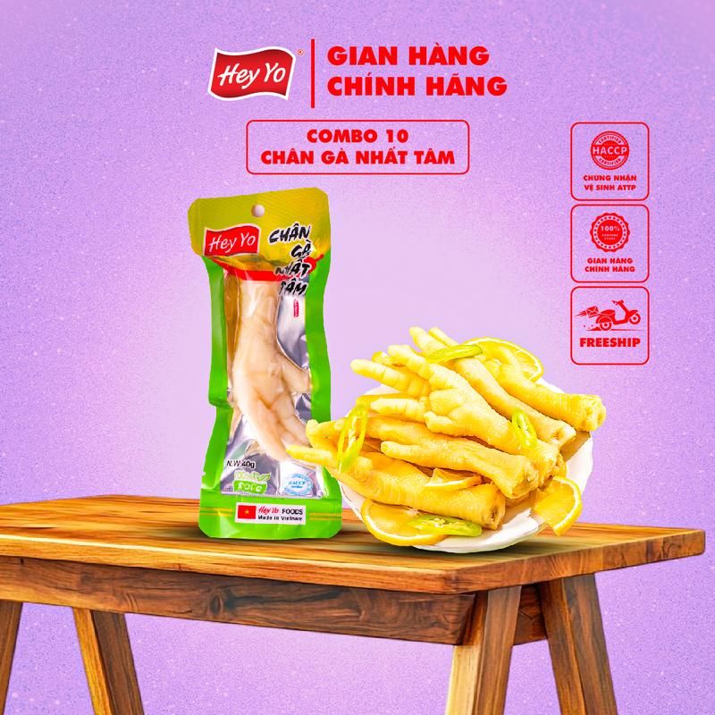 Combo 10 Chân Gà cay Hey Yo Nhất Tâm 40g, chân gà ngâm ớt xanh Ăn Vặt hàng Việt Nam thơm ngon chất lượng