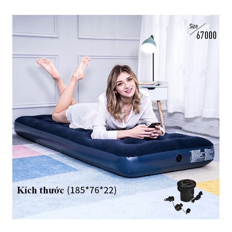 Đệm hơi đơn công nghệ mới BestWay Kèm bơm điện và miếng vá - Nệm hơi Bestway 67000 KT 185x76x22cm