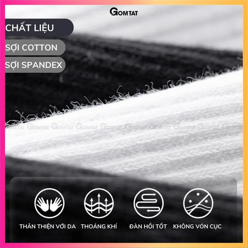 Hộp 5 đôi tất xù GOMTAT cổ cao trơn nam nữ, vớ cao cổ có đệm xù cotton mềm mại êm chân, hút ẩm, thoáng khí, khử mùi, Menswear - TATXU-TRON-CB5 4