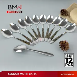 1 Lusin Sendok Makan Motif Batik Peralatan Makan Stainless Steel