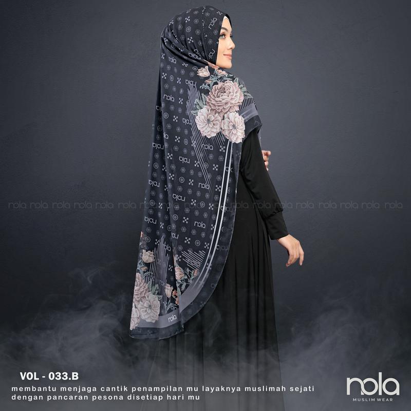 NOLA- Khimar printing vol 33 hijab ceruty instant 2 layer Santai Ceruti Layer Panjang Soft Syari Muslim Kerudung Hitam 0