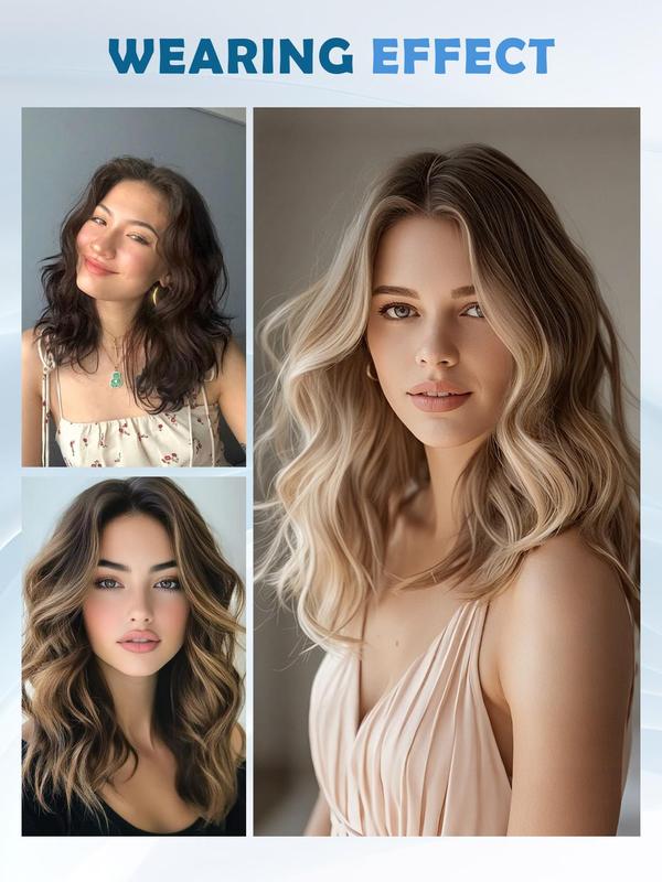 18 Inch Long Wavy Wigs for Women, Gorgeous Fluffy Wigs without Bangs, Synthetic Lace Front Wigs for Party, Daily Use 8