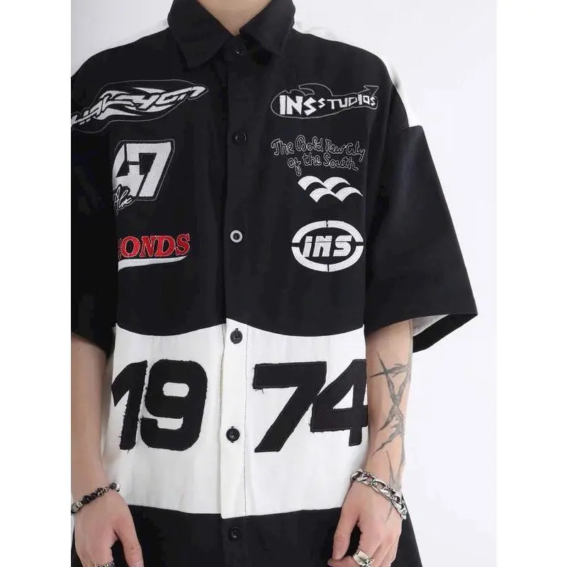 Áo sơ mi nam nữ tay ngắn họa tiết In 19 74 phong cách Hip Hop đường phố cá tính thời trang Unisex 17.Seventeen Menswear Cổ Tròn