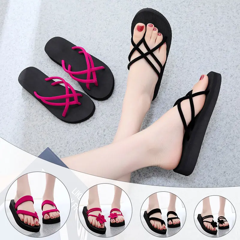 Flat Flip-flop Summer Women Slippers Outdoor Light Weight Cool Shoes Ladies Black Non-slip Basic Home Sandals