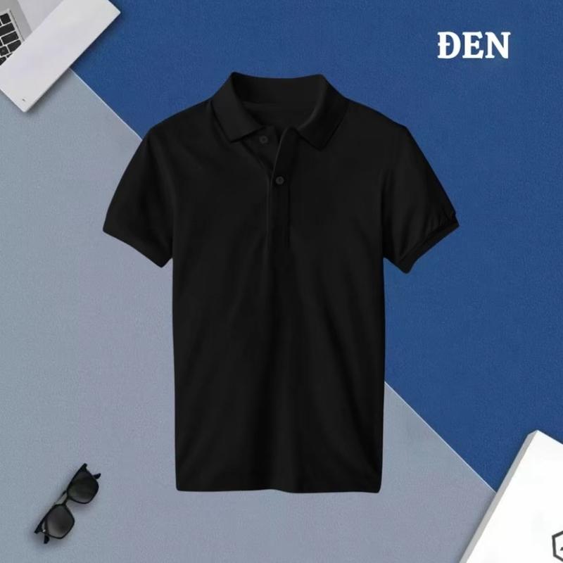 COMBO 3 Áo ĐEN/TRẮNG/ĐỎ - Áo Polo Nam Trơn Có Cổ Bẻ Basic Vải Thun Cá Sấu Cao Cấp HABILL -  Ngắn Tay Top Menswear Shirt Nhung  Kem Kate 1