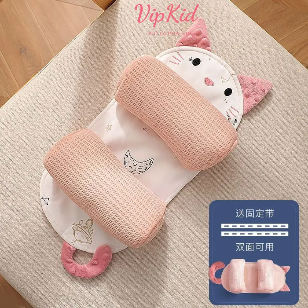 Gối định hình đầu cho bé, gối chặn cho bé chống méo đầu, bẹp đầu cho bé sơ sinh, gối cho bé Vipkid Nhộng Chũn