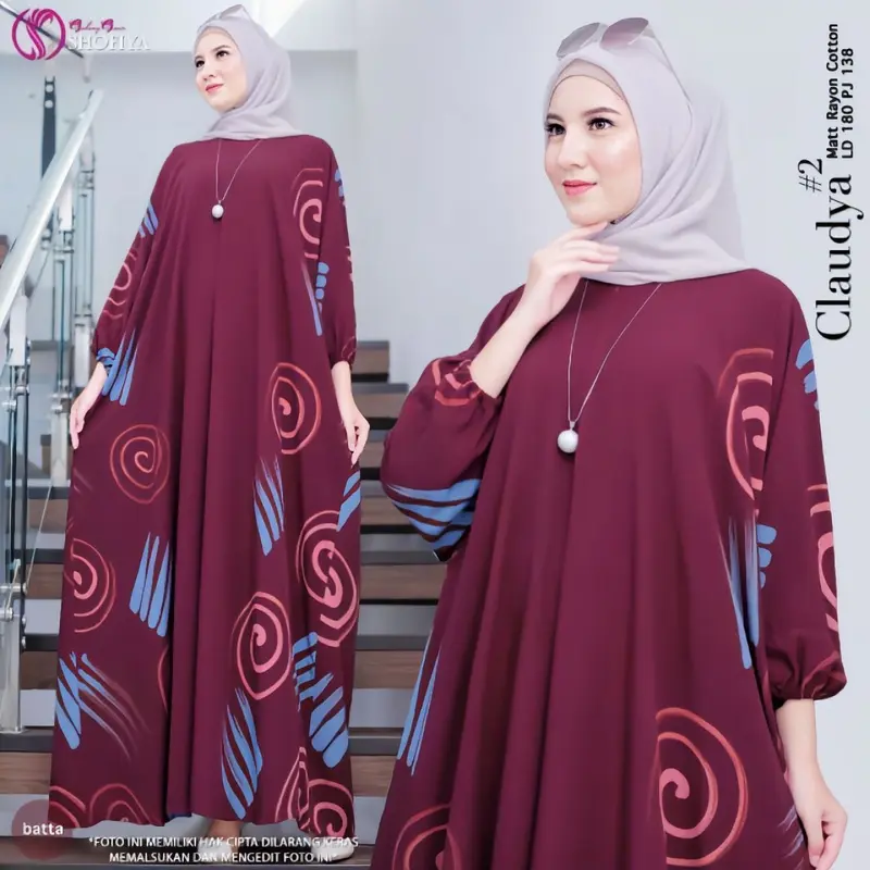 ( BISA COD ) Gamis Kaftan Terbaru Motif Badnyamuk muslim nyaman Panjang Rayon Wanita Dress Batik Pekalongan 2