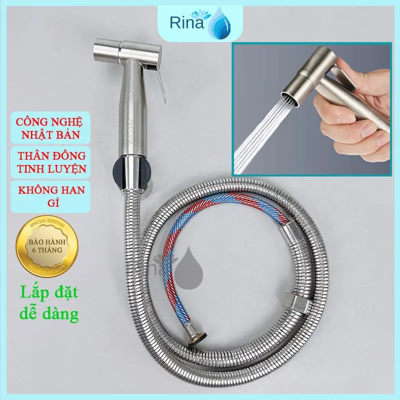 [VĨNH VIỄN KHÔNG HAN GỈ] Bộ vòi xịt vệ sinh INOX 304 cao cấp RINA - Đâu xit vê sinh INOX 304 cao câp RINA