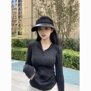 เสื้อผ้ากันแดด, วัสดุผ้าไหมน้ำแข็งสีดำ, สไตล์ลำลอง, สำหรับผู้หญิง, ฤดูร้อนบาง, ทรงสลิมฟิต, เหมาะสำหรับกิจกรรมกลางแจ้ง, เสื้อโค้ทกันยูวีขนาดเล็ก