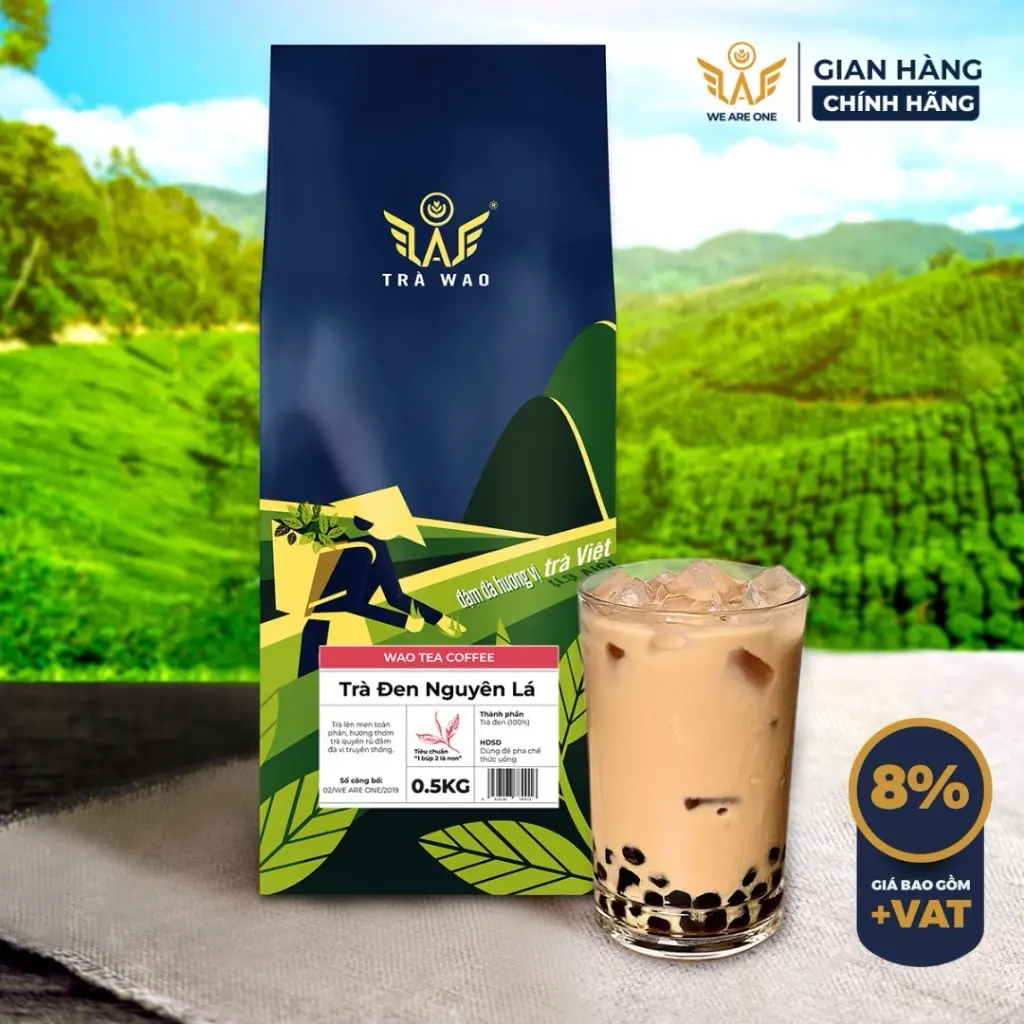 ￼Trà Đen Nguyên Lá WAO (0,5Kg) pha trà sữa Việt Nam đậm vị trà