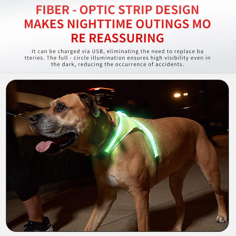 Product Introduction of Pet cat and dog cross double light strip undershirt USB rechargeable light up cat and dog chest and back strap warning clothes cat  clothes harness pet  harness 2