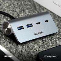 Gambar Rexus RXT-401 Hub USB C 4 in 1 Docking Station dengan 2 Port USB-C & 2 Port USB 3.0 Super Speed 5Gbps Casing Aluminium Alloy Premium - Converter REXUS Type C 4IN1 RXT 401 dari GGSTORESBY Kota Surabaya 5 Tokopedia