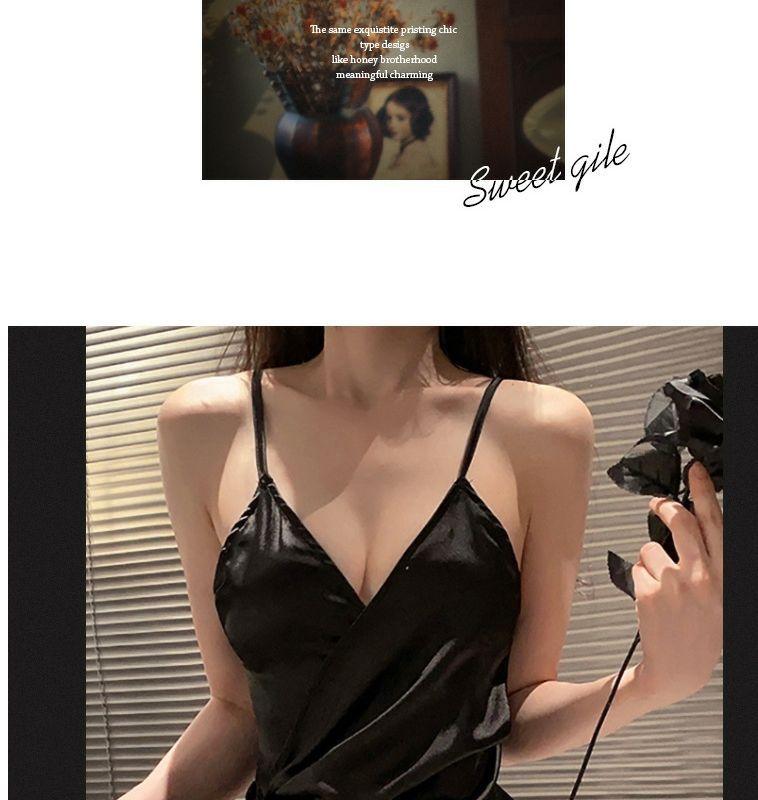 Product Introduction of Women's Nightdress Autumn Winter Sexy Sexy Pure Desire Backless Dress Slip Dress Lace-up Romantic Pajamas Home Wear 13