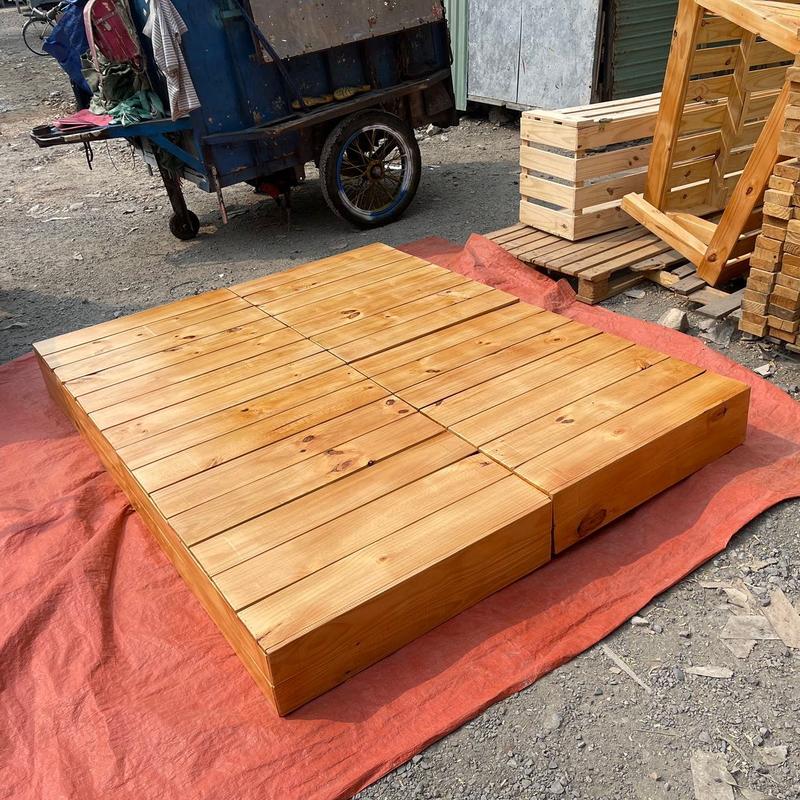Giường Pallet Gỗ Thông Mới Đã Sơn PU
