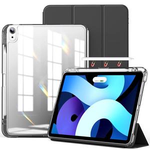 Funda híbrida 2 en 1 para tableta con porta lápiz, 1 funda deslizante desmontable con espalda dura transparente, funda protectora para tableta para iPad