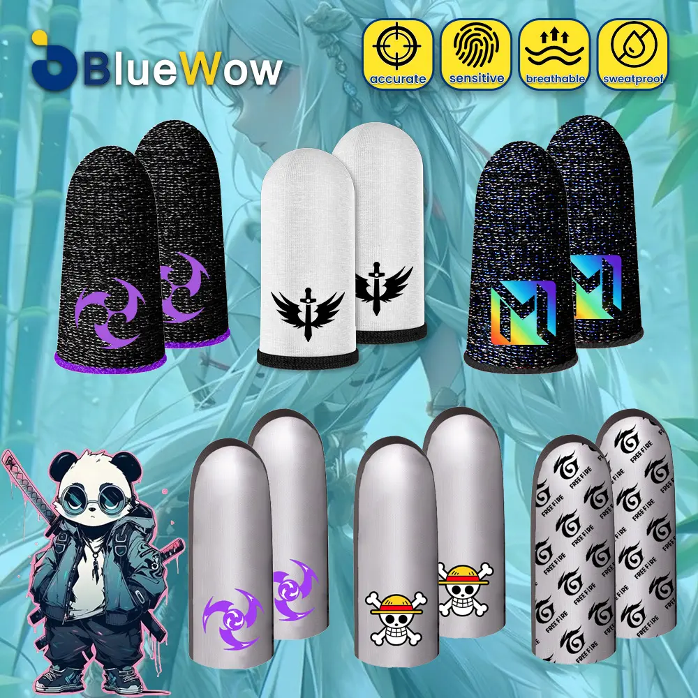 Sarung Jari BlueWow untuk Gaming, Sarung Jari Gaming, Penutup Jari Pengendali Game Bernapas Tahan Lama Ujung Jari Gaming Aksesori Gaming Game Seluler Layar Sentuh Sarung Jari