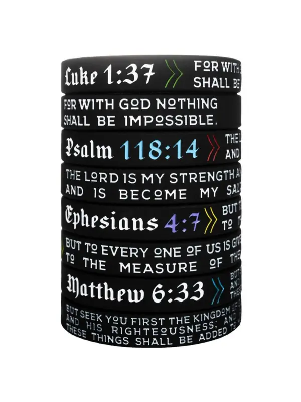 Christian Bible Verse Joshua Pattern Bangle for Women & Men, 2024 New Style Rubber Jewelry for Party, Daily Clothing Decor, Trendy Cool Female Accessories for Birthday Gift 2