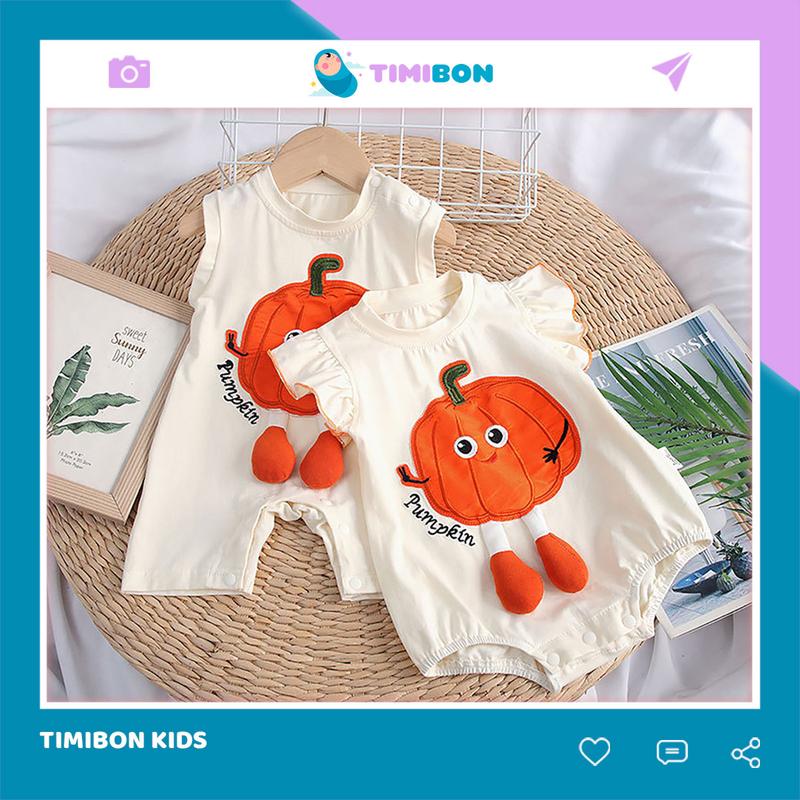 Bodysuit Cộc Tay Cho Bé Body Đùi Cotton Hình Bí Ngô Mẫu Quần Áo Trẻ Em Liền Thân Jumpsuit [BDC38]