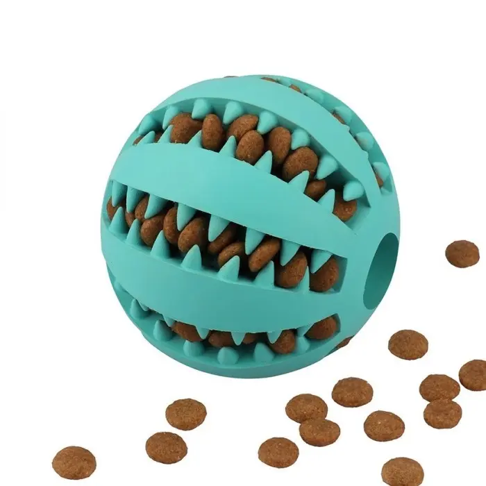 Lucu Bola treat ball dog ball karet mainan anjing chew teeth pembersih gigi - S 2