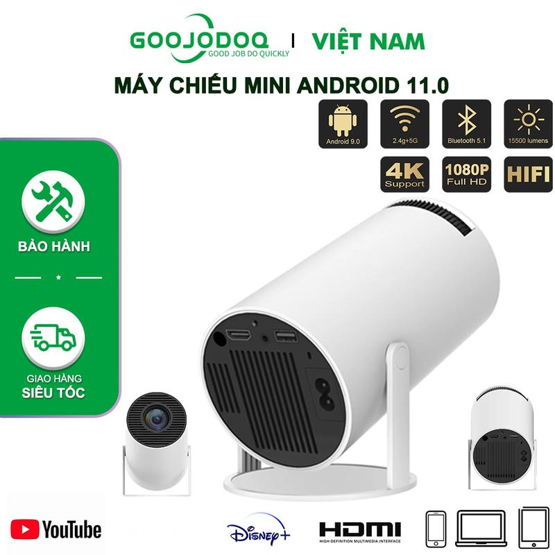   GOOJODOG x KOL  Máy chiếu mini Goojodoq H300 4K Full HD Android 11.0 Xoay 180 Bluetooth WiFi 5g Văn phòng tại nhà Sử dụng ngoài trời Projector Led  bảo hành chính hãng 12 tháng  Xem Phim Tripod 