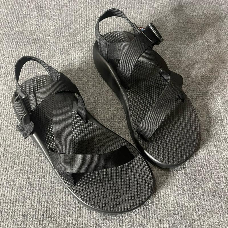 sandal ( 35 - 44 ) đế thường đen full Mũi tròn Đế Bằng Nam