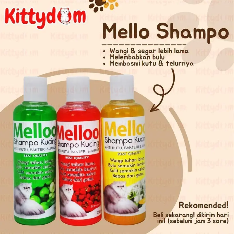 KITTYDOM Shampo Melloo Degreser Cat 250ml Shampo Kucing Anjing Kitten Anabul Sampo Anti Rontok Kutu Jamur Pelembut Bulu Anti Fungal Fleas Scabies 1